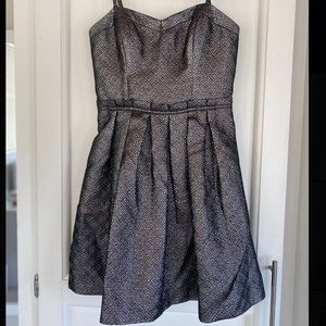 Dark gray cocktail dress with straps (knee length)